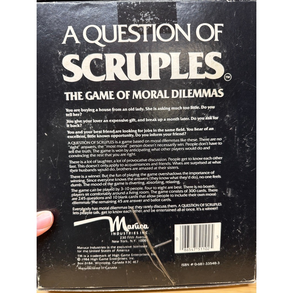 A Question of Scruples Complete Vintage 1984 Board Game Moral Dilemmas - Picture 6 of 7